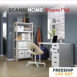 Thumbnail DAISY, Bàn làm việc, bàn học 1 tủ ngăn kéo DEK_033, 120x60x73cm, bàn gỗ Scandi Home 1