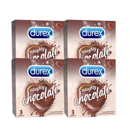 Thumbnail Bộ 4 hộp Durex Naughty Chocolate hương socola (size 53mm, 3 bao/hộp) 1
