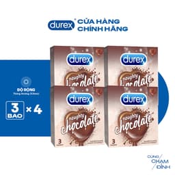 Thumbnail Bộ 4 hộp Durex Naughty Chocolate hương socola (size 53mm, 3 bao/hộp) 2