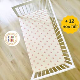 Thumbnail Ga bọc nệm cũi nhiều kích thước muslin cho bé PETIT BEBE bo chun thấm hút thoáng khí giường ghép 1