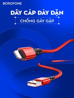 Thumbnail Dây sạc iphone Borofone BX54, Dây cáp sạc bọc dù chống đứt gãy 2.4A dài 1 mét cho iphone/android 2
