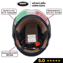 Thumbnail Mũ bảo hiểm nửa đầu có kính SUNDY Helmets HP02K thể thao, tem hình năng động, Freesize (vòng đầu 56-58cm) 2