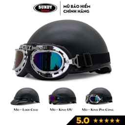 Thumbnail Mũ bảo hiểm nửa đầu SUNDY Helmet nhiều màu sắc thời trang, cá tính, kèm kính UV, phi công, Freesize (55-58cm) 1