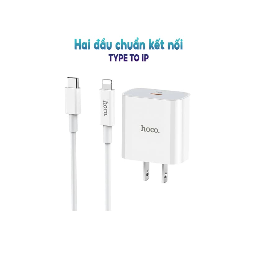 Ảnh Bộ Sạc Nhanh Chính Hãng Hoco C76 Plus Type-C To LN PD 20W Dành Cho iP 7 Đến 14-Promax Chân Tròn 3