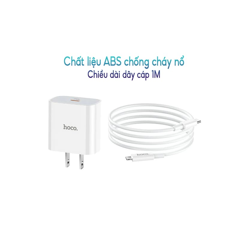 Ảnh Bộ Sạc Nhanh Chính Hãng Hoco C76 Plus Type-C To LN PD 20W Dành Cho iP 7 Đến 14-Promax Chân Tròn 4