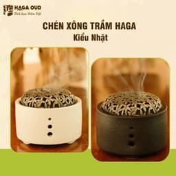 Thumbnail Lư xông Trầm hương HAGA sang trọng, Tráng men cao cấp, đen nhám/trắng xám, Nhập khẩu chính ngạch 1