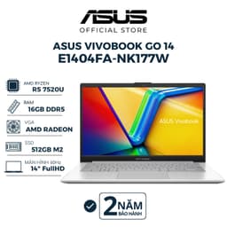 Thumbnail Laptop Asus Vivobook Go 14 E1404FA-NK177W Ryzen 5 7520U | 16GB | 512GB | 14" FHD | AMD Radeon | Win 11 | Bạc BH 24 Tháng 1