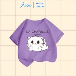 Thumbnail ILOVE Áo thun CHÚ MÈO dễ thương, áo phông cộc tay chất COTTON mềm mịn, thoáng mát dành cho bé gái 8.5-32kg 3
