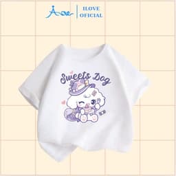 Thumbnail ILOVE Áo thun CHÚ THỎ MELOLY, áo phông cộc tay chất COTTON mềm mịn, thoáng mát dành cho bé gái 8.5-32kg 3