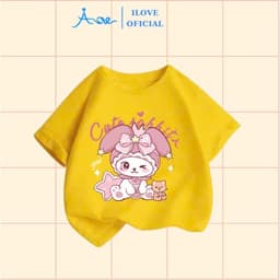 Thumbnail ILOVE Áo thun CHÚ THỎ MELOLY, áo phông cộc tay chất COTTON mềm mịn, thoáng mát dành cho bé gái 8.5-32kg 2