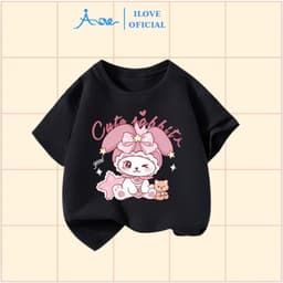 Thumbnail ILOVE Áo thun CHÚ THỎ MELOLY, áo phông cộc tay chất COTTON mềm mịn, thoáng mát dành cho bé gái 8.5-32kg 1