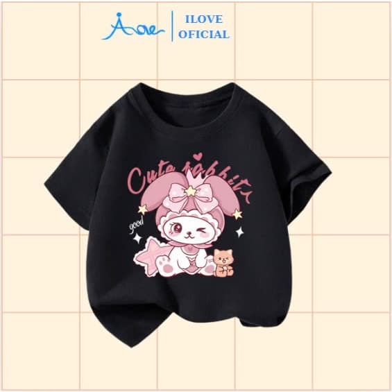 Ảnh ILOVE Áo thun CHÚ THỎ MELOLY, áo phông cộc tay chất COTTON mềm mịn, thoáng mát dành cho bé gái 8.5-32kg 1