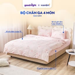 Thumbnail Bộ Ga Gối 4 Món Vua Nệm Goodnight Bamboo 25cm, Bộ Ga Đũi Họa Tiết Trang Nhã, Gân Đũi Mềm Mại, Thoáng Mát 2