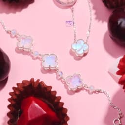 Thumbnail Lắc Tay Lucky 3 Viên Đá Cỏ Bốn Lá Ánh Trăng Khung Bạc SP006703 Gypsy.lala 1