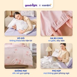 Thumbnail Bộ Ga Gối 4 Món Vua Nệm Goodnight Bamboo 25cm, Bộ Ga Đũi Họa Tiết Trang Nhã, Gân Đũi Mềm Mại, Thoáng Mát 3