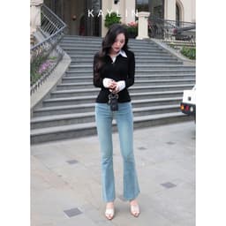 Thumbnail Quần JEAN KAYLIN form ôm ống loe chất vải Denim dầy dặn phong cách BST Hè 2025 - N2454 4