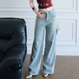 Thumbnail Quần JEAN KAYLIN form suông phối hình thêu chất vải Denim dầy dặn phong cách Retro - N2441 1