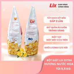 Thumbnail Bột giặt Lix Extra hương nước hoa 5.5kg EH554 tăng gấp đôi sức mạnh giặt tẩy quần áo sạch thơm lâu cho giặt tay, máy 1