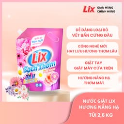 Thumbnail Combo 2 túi nước giặt Lix sạch thơm hương nắng hạ 3.2kg 2C-N7303 chứa hạt lưu hương thơm hơn Lixco Việt Nam 1