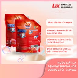 Thumbnail Nước giặt Lix đậm đặc hương hoa túi 3.2kg làm sạch cực nhanh vết bẩn NG003 tăng gấp đôi sức mạnh giặt tẩy quần áo 1