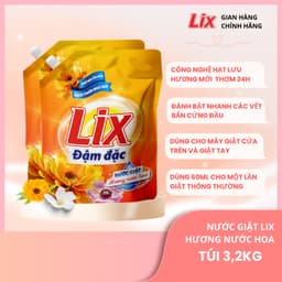 Thumbnail Combo 2 túi nước giặt Lix đậm đặc hương nước hoa và hương hoa 3.2Kg thơm tho khử mùi nấm mốc, NGH47+NG003 Lixco Việt Nam 3