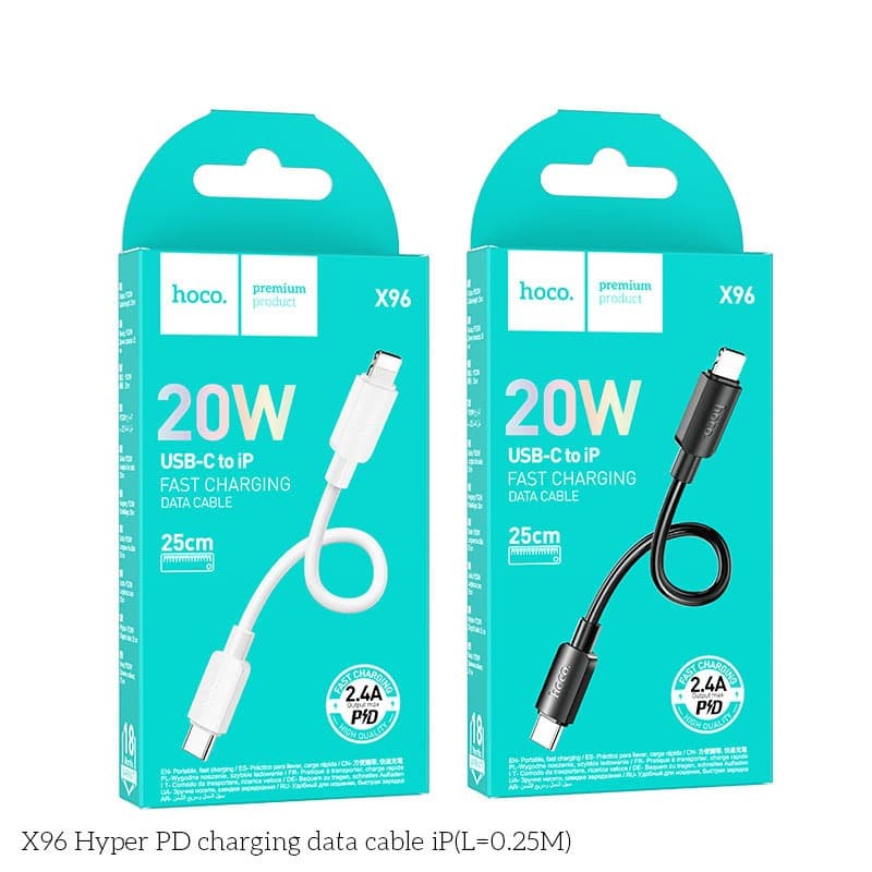 Ảnh Cáp Sạc Nhanh 20W Siêu Ngắn 25cm Chính Hãng Hoco Dành Cho IP7-8-X-XR-XSM-11-12-13-14-Plus-Pro-Promax 4