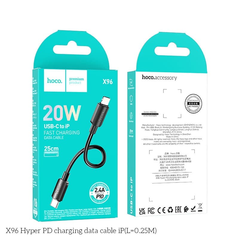 Ảnh Cáp Sạc Nhanh 20W Siêu Ngắn 25cm Chính Hãng Hoco Dành Cho IP7-8-X-XR-XSM-11-12-13-14-Plus-Pro-Promax 2