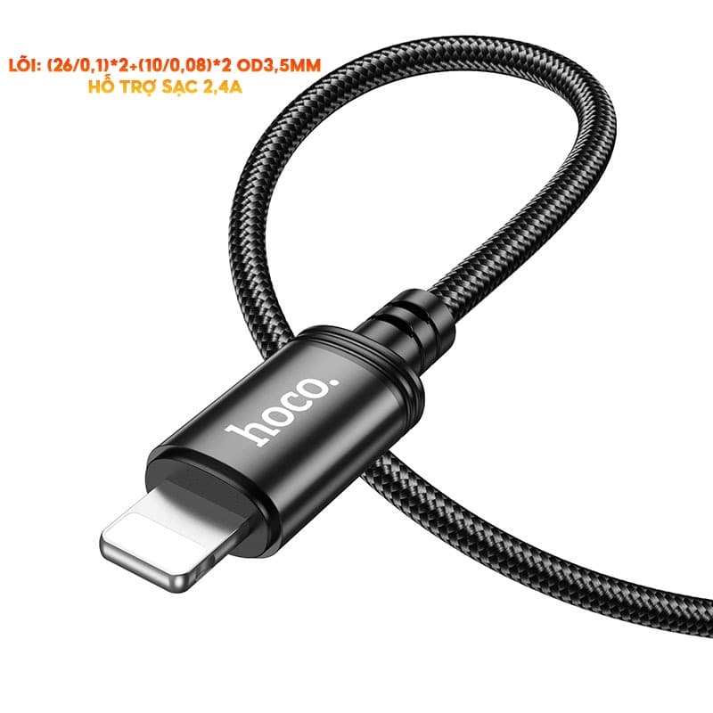 Ảnh Cáp Sạc Nhanh 20W Hoco Truyền Dữ Liệu, Dây Bọc Dù Chống Đứt Gãy Dành Cho 7-X-XR-XSM-11-12-13-14.... 4