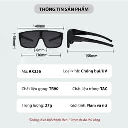 Thumbnail Kính Chống Bụi Phân Cực Đi Đường Nam Nữ AORON Có Thể Đeo Ngoài Gọng Cận Chống Tia UV Gây Hại, Cản Gió Và Nước Mưa AK236 2
