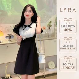 Thumbnail LYRA DESIGN - Váy đầm nữ ngắn tay thiết kế cổ trắng phối nơ đính đá thanh lịch nữ tính LYRA Design - LWNVD016 1