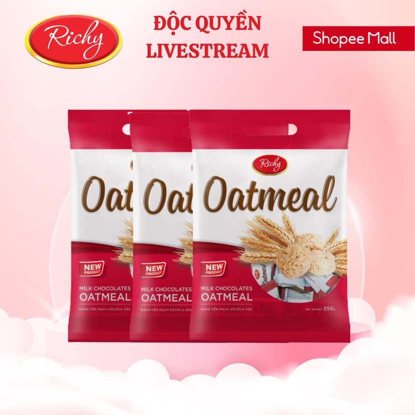 Ảnh Combo 3 túi bánh yến mạch Oatmeal Richy túi to 220g-250g 2