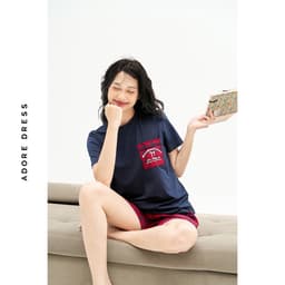 Thumbnail 511HO3003 - Bộ mặc nhà áo thun quần short thô karo tím lilac/short thô karo đỏ ADORE DRESS 4