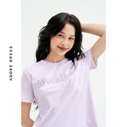 Thumbnail 511HO3003 - Bộ mặc nhà áo thun quần short thô karo tím lilac/short thô karo đỏ ADORE DRESS 3