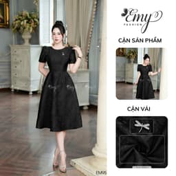Thumbnail Đầm Thiết Kế EMY Thời Trang Cao Cấp EM9573 Vải Gấm Taffta Vân Nổi Đen Sang Chảnh Đi Tiệc 4
