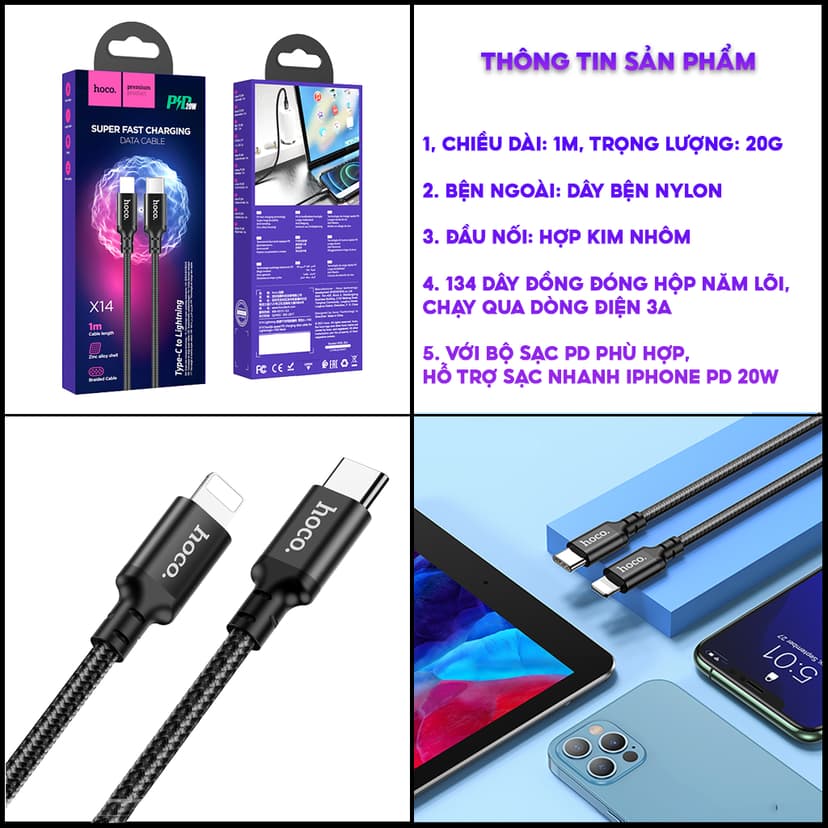 Ảnh Cáp Sạc Nhanh 20W & Truyền Dữ Liệu Tốc Độ Nhanh Gấp 2 Lần Cho 7-X-XR-XSM-11-12-13-14-Plus-Pro-Promax 2