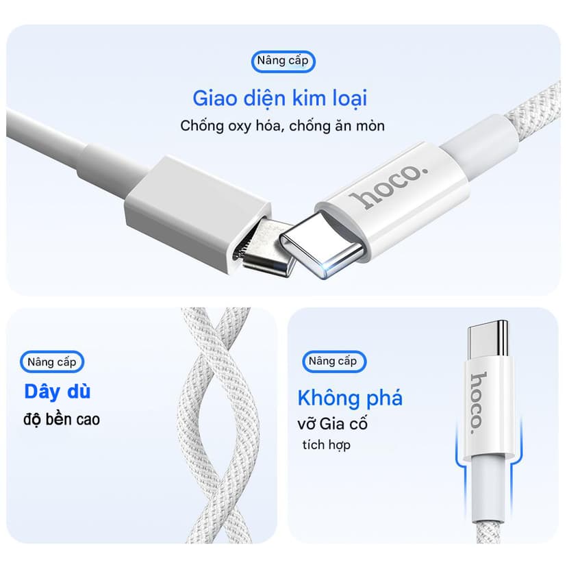 Ảnh Cáp Sạc Nhanh PD 20W Chính Hãng HOCO Dùng Cho 7-8-X-XS-XR-XSM-11-12-13-14 Dây Dù Siêu Bền 2