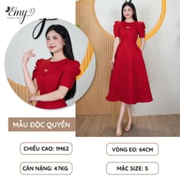 Thumbnail Đầm Thiết Kế EMY Thời Trang Cao Cấp Thanh Lịch EM9569 Vải Taffta Vân Gỗ Sang Chảnh Đi Tiệc 4