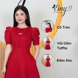 Thumbnail Đầm Thiết Kế EMY Thời Trang Cao Cấp Thanh Lịch EM9569 Vải Taffta Vân Gỗ Sang Chảnh Đi Tiệc 3