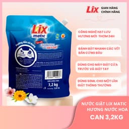 Thumbnail Combo 2 túi nước giặt Lix Matic hương nước hoa 3,2kg/ túi, sạch thơm như mới tặng 1 nước lau bếp On1, 2C-NGM04+N6701 1