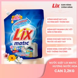 Thumbnail Combo 2 túi nước giặt Lix Matic hương nước hoa 3,2kg/ túi, sạch thơm như mới tặng 1 nước lau bếp On1, 2C-NGM04+N6701 2