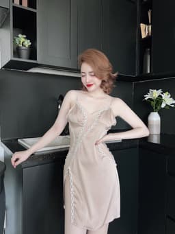 Thumbnail Váy Ngủ Nữ SOJUN Vải Latin Ren Có Mút Kèm Quần Size Dưới 55kg 1