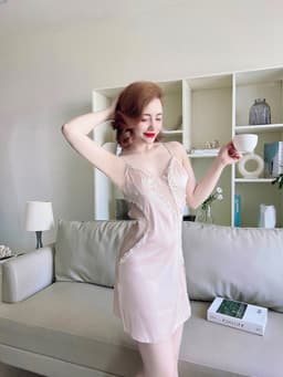Thumbnail Váy Ngủ Nữ SOJUN Vải Latin Ren Có Mút Kèm Quần Size Dưới 55kg 3