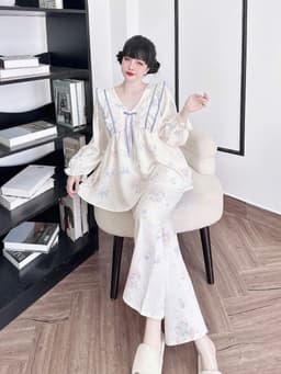 Thumbnail Đồ Mặc Nhà Nữ SOJUN Bộ Dài Xốp Babydoll  TDQD Viền 45-65KG 1