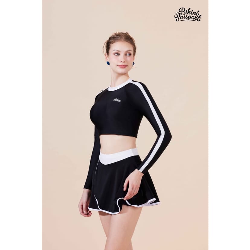 Ảnh Bộ đồ bơi Nữ BIKINI PASSPORT kiểu Đồ bơi BIKINI PASSPORT hai mảnh váy tay dài - Đen Trắng - BS1022_BL 3