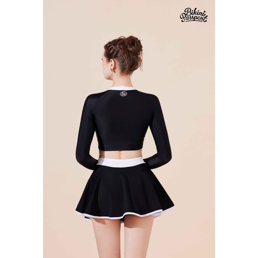 Ảnh Bộ đồ bơi Nữ BIKINI PASSPORT kiểu Đồ bơi BIKINI PASSPORT hai mảnh váy tay dài - Đen Trắng - BS1022_BL 2