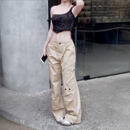Thumbnail Quần Cargo Nữ Kaki Túi Hộp Ống Rộng 100% Cotton Mềm | KQSTYLING WIDE 2