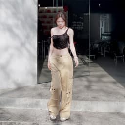 Thumbnail Quần Cargo Nữ Kaki Túi Hộp Ống Rộng 100% Cotton Mềm | KQSTYLING WIDE 3
