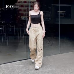Thumbnail Quần Cargo Nữ Kaki Túi Hộp Ống Rộng 100% Cotton Mềm | KQSTYLING WIDE 1