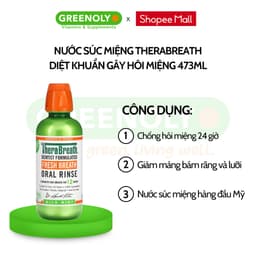 Thumbnail Nước Súc Miệng TheraBreath Vị Bạc Hà Diệt Khuẩn Gây Hôi Miệng Hàng Đầu Mỹ 473ml 2