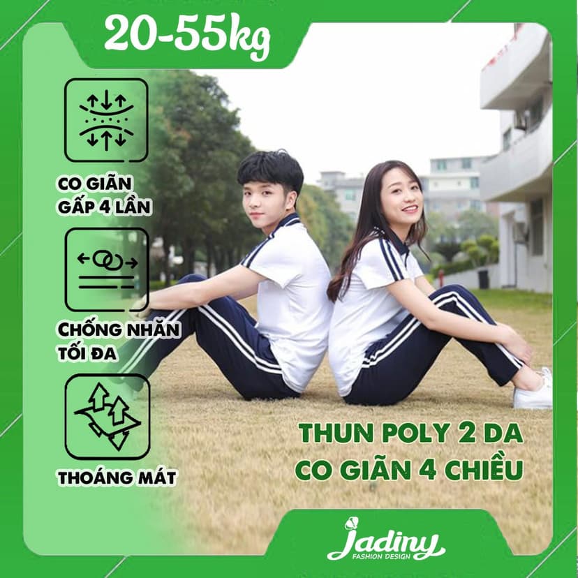 Ảnh Quần thể dục 2 sọc 3 sọc học sinh xanh đen nam nữ vải poly Jadiny TDP036 TDP037 1